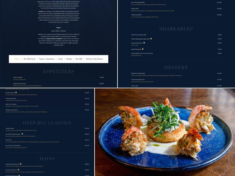 Deep Blu Seafood Grille Menu