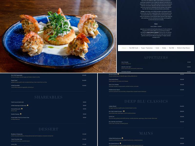 Deep Blu Seafood Grille Menu