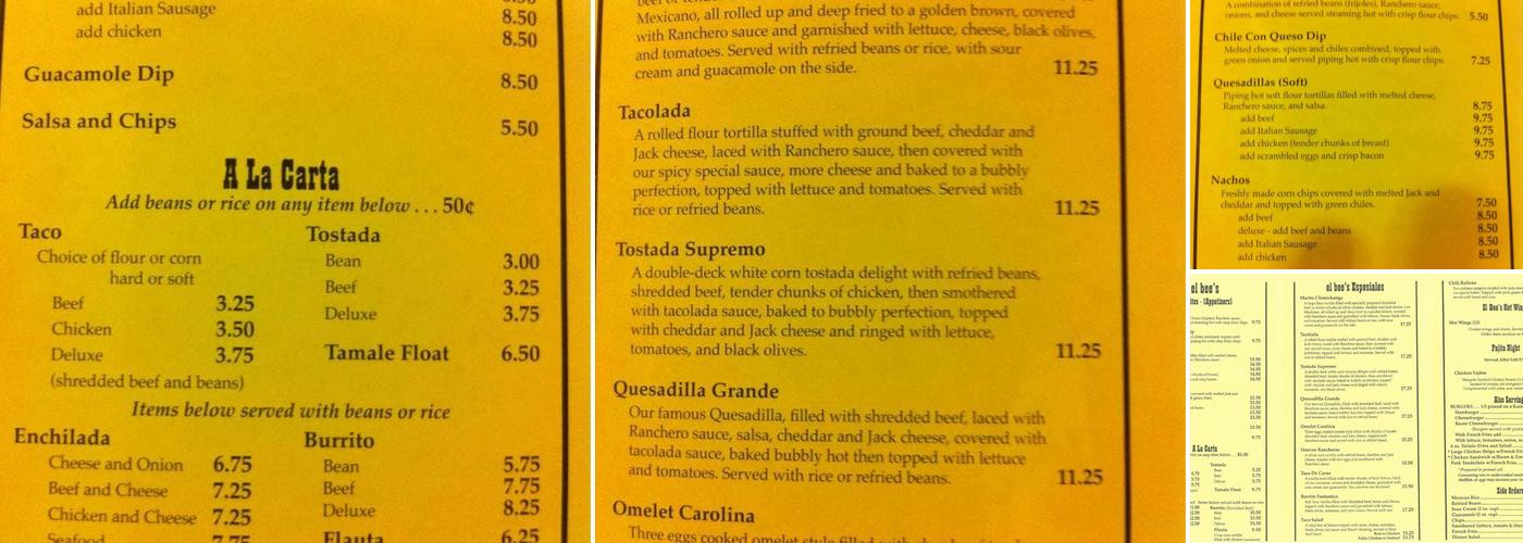 El' Bee's Menu