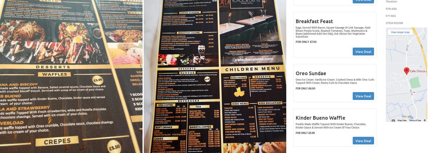 Cafe Choca Latte Menu