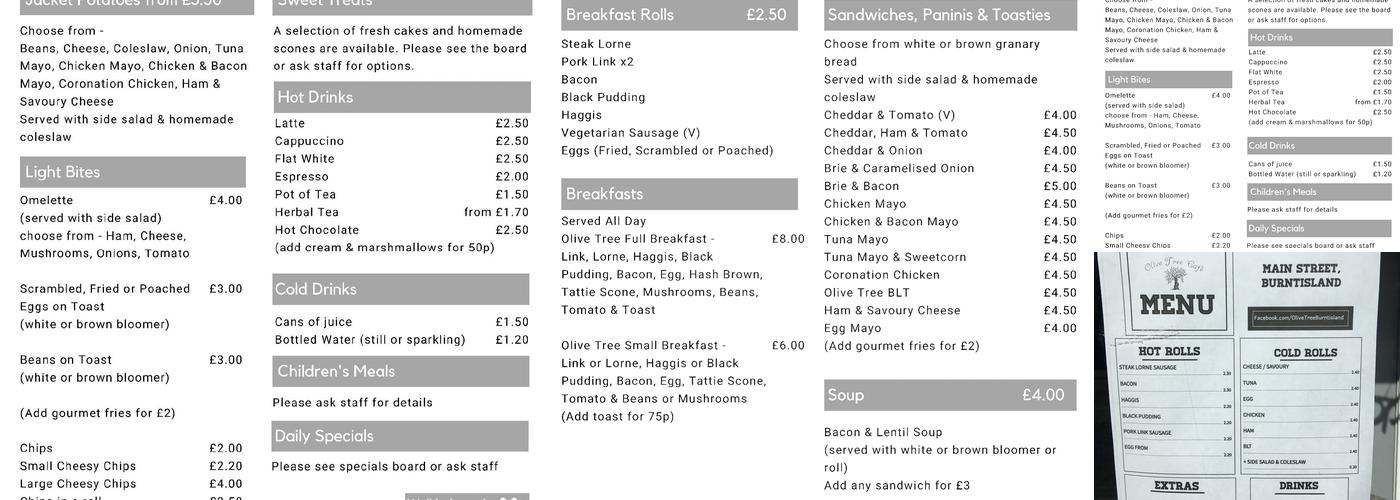 Olive Tree Cafe Menu