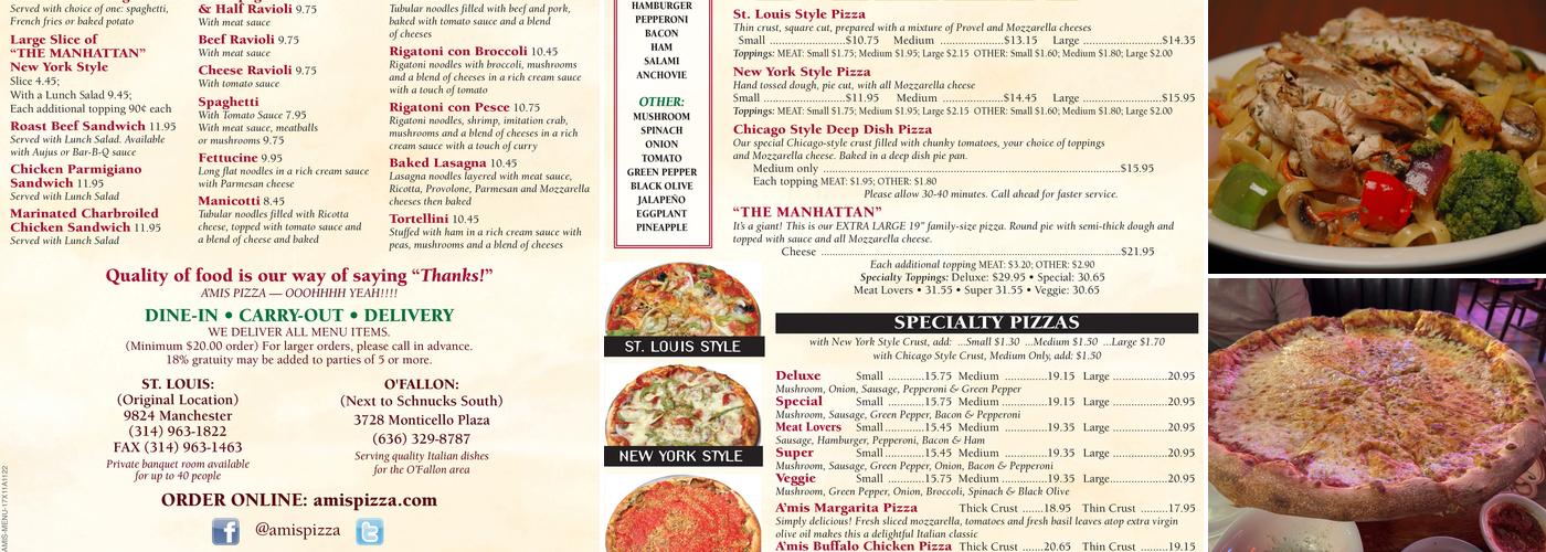 A'mis Pizza Menu