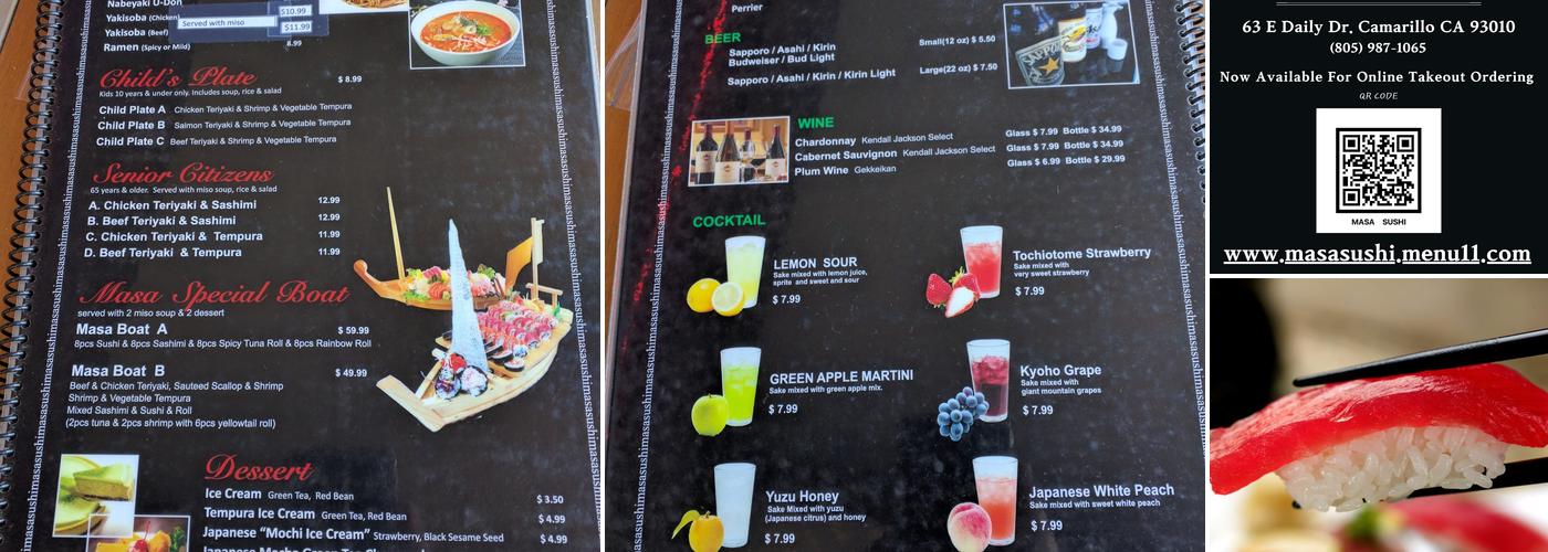 Masa Sushi Menu