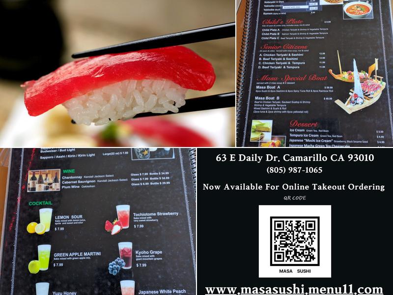Masa Sushi Menu