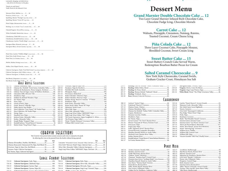 Johnnie's Hideaway Menu