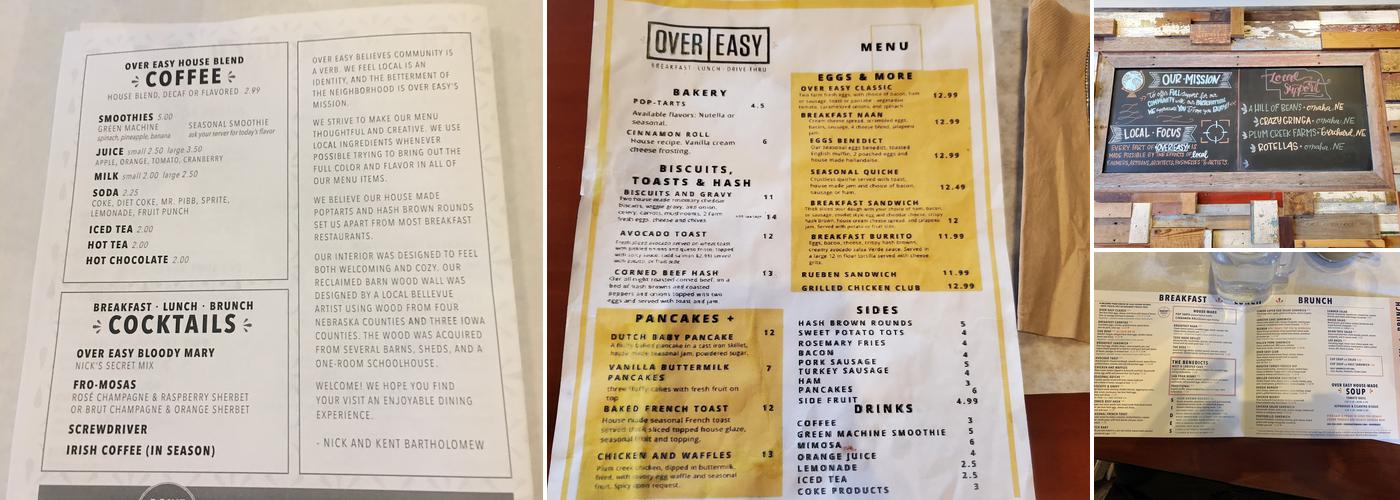 Over Easy Menu