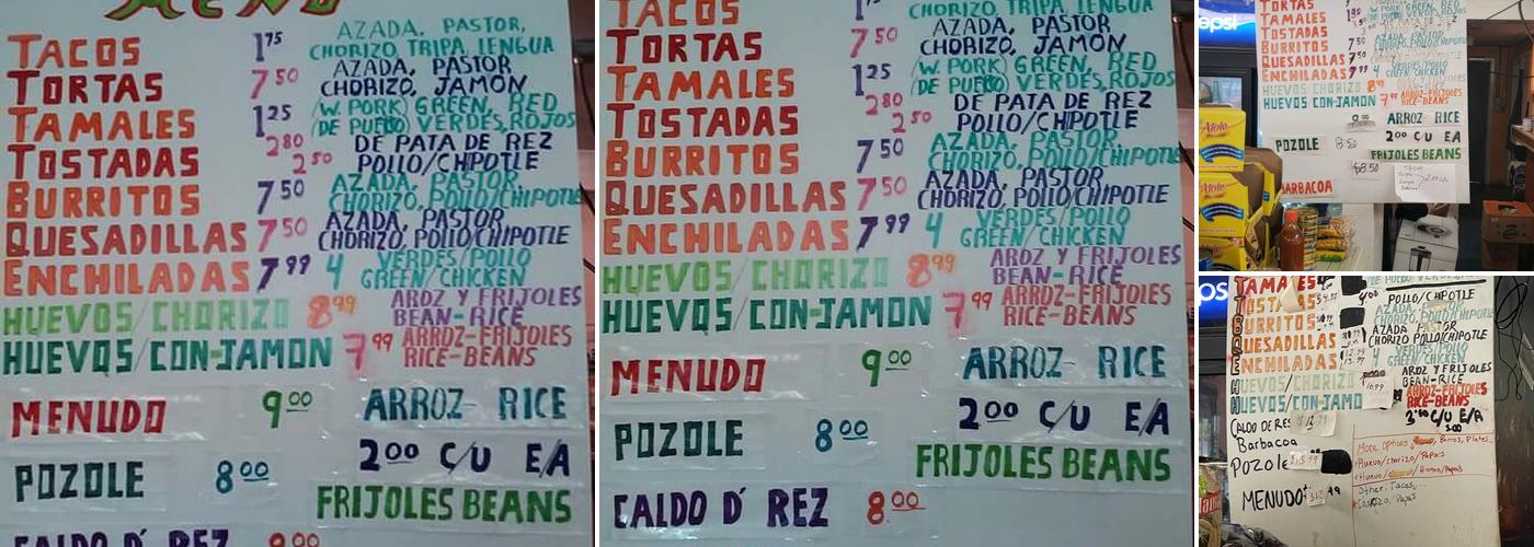 Taqueria Morelos Menu