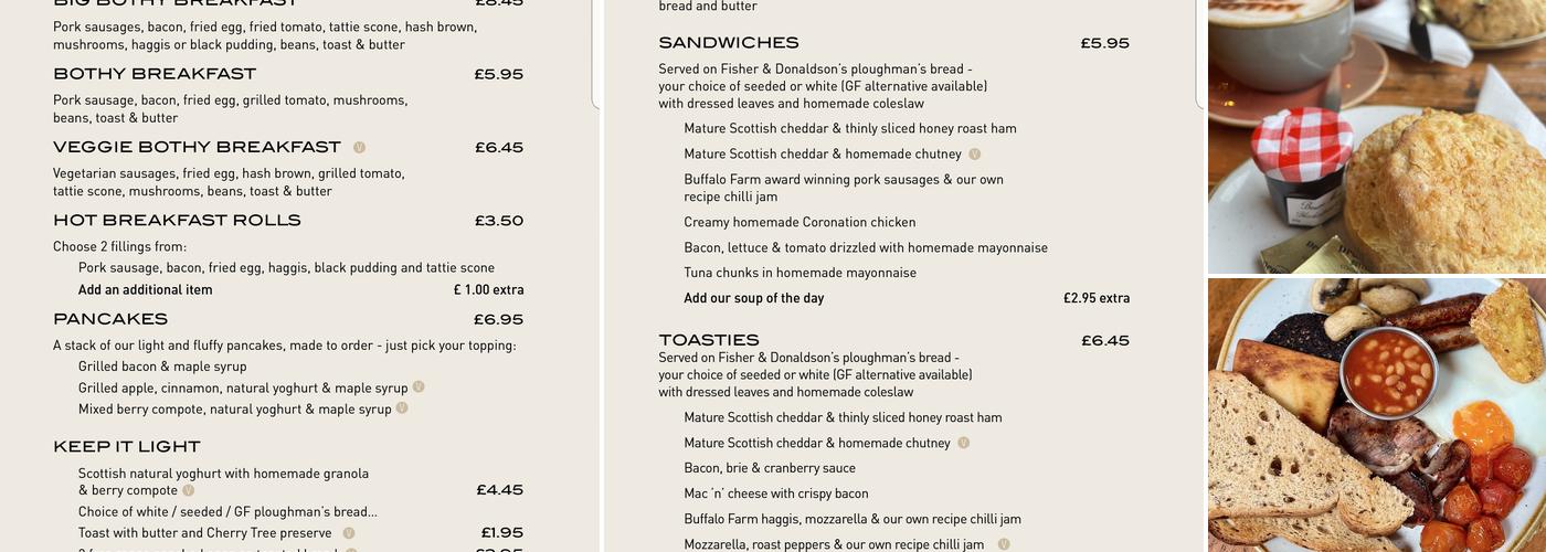 The Bothy at Boglily Menu