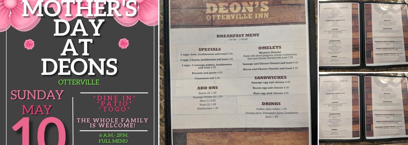 Deon's Otterville Inn Menu