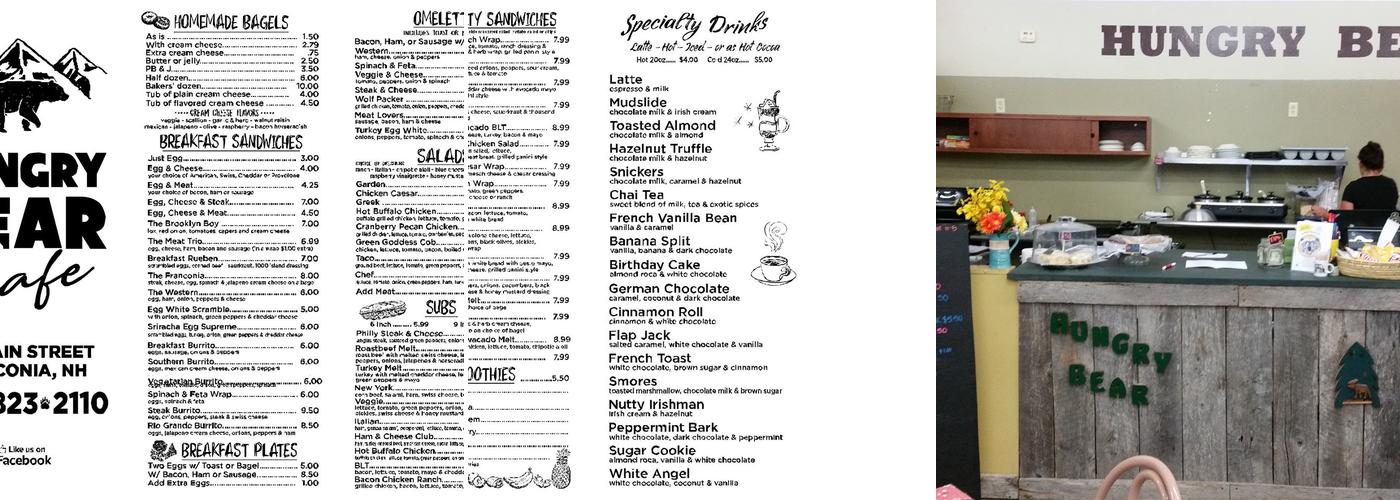 Hungry Bear Cafe Menu
