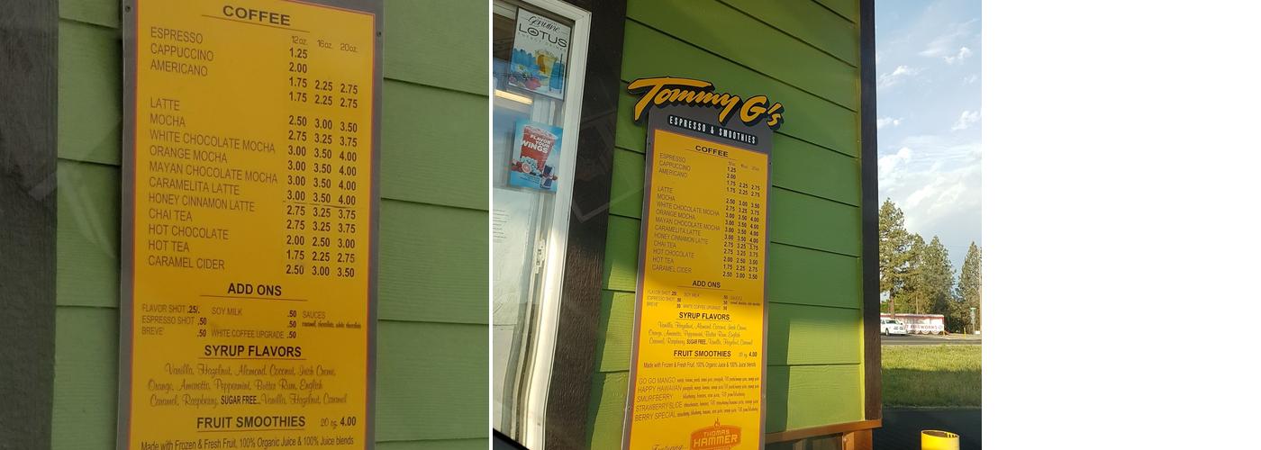 Tommy G's Menu