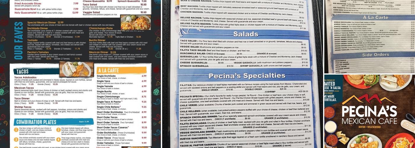 Pecina's Mexican Cafe - Weatherford Menu