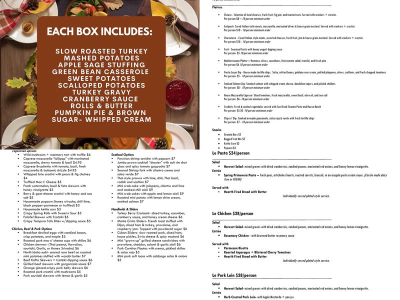 Le Catering Co. Menu