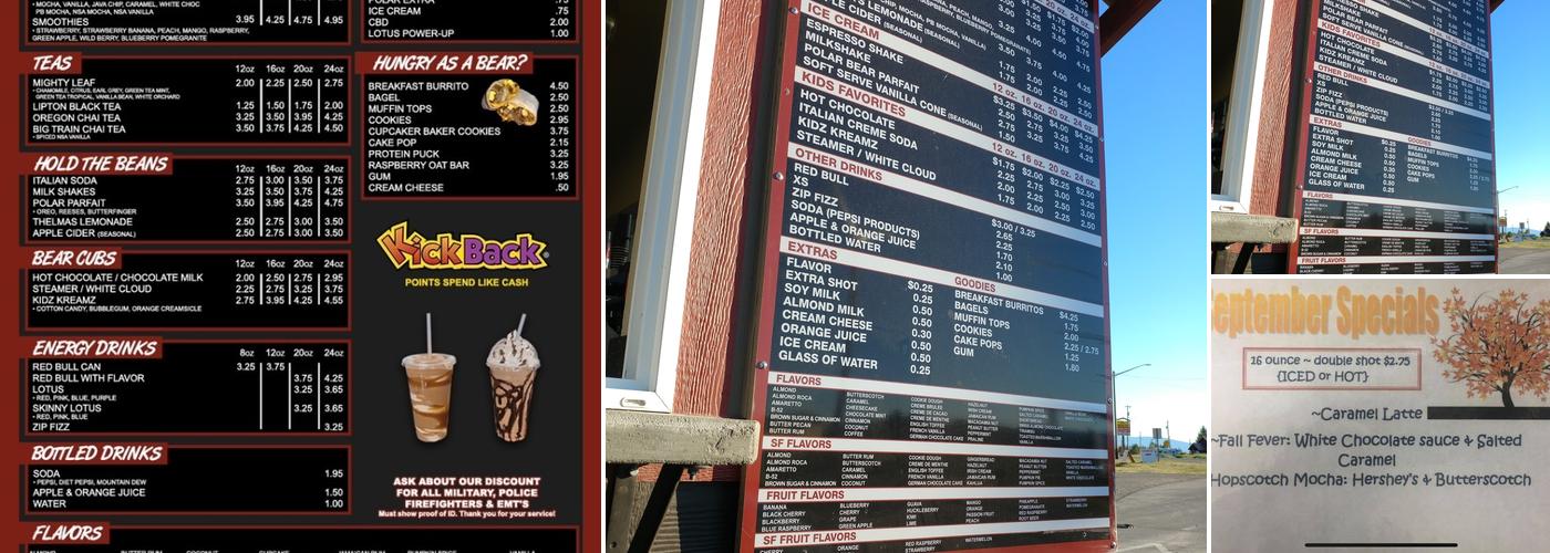 Bear Necessities Menu