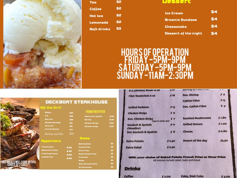Deckboat Steakhouse & Motel Menu