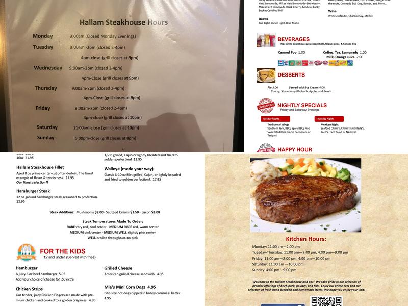 Hallam Steakhouse Menu