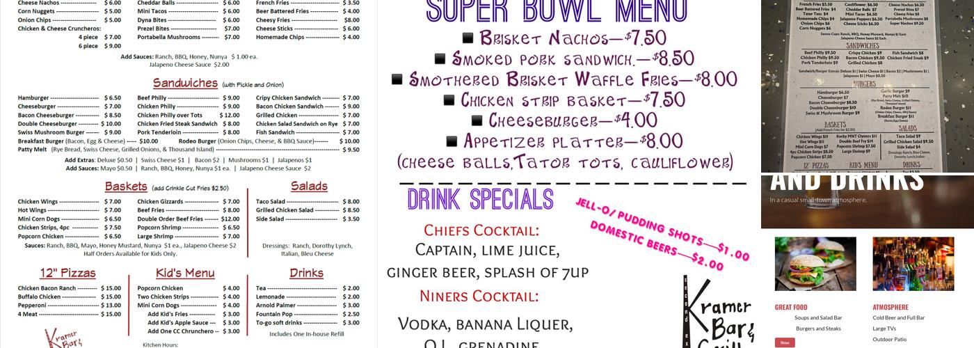 Kramer Bar & Grill Menu
