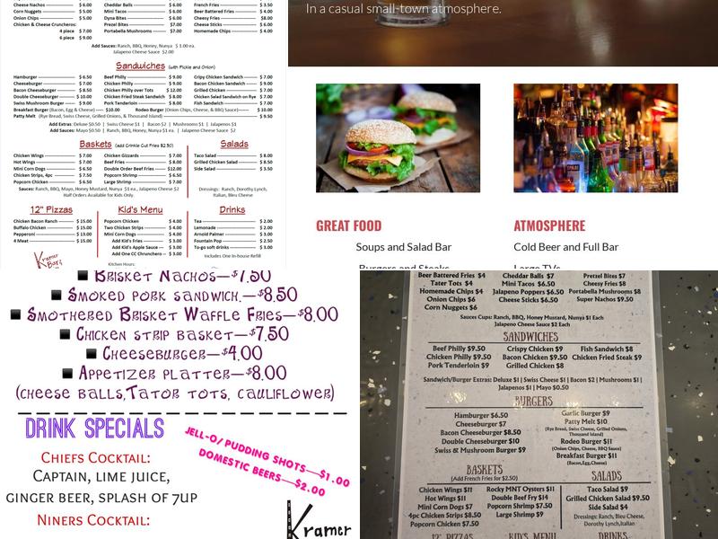 Kramer Bar & Grill Menu