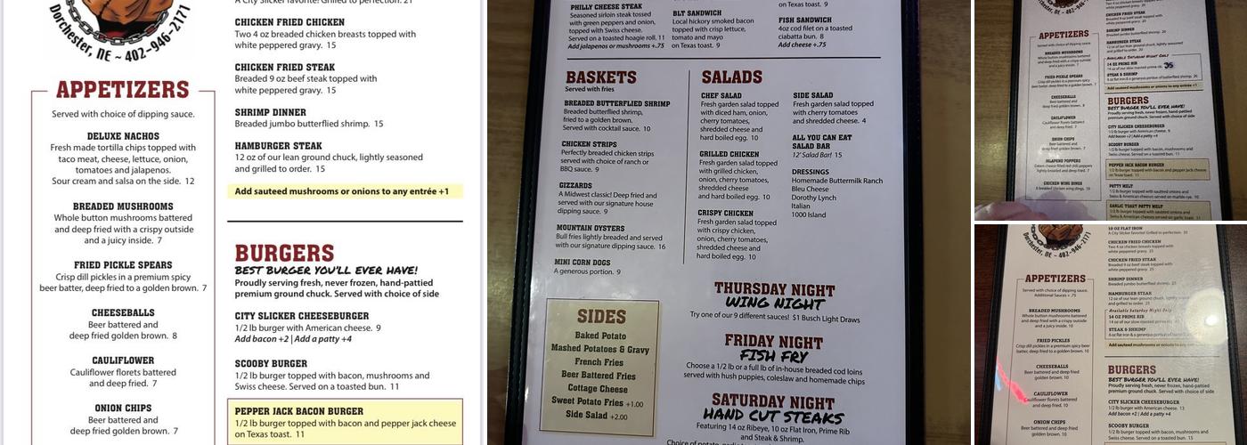 City Slickers Bar & Grill Menu