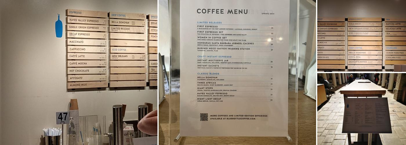 Blue Bottle Coffee Menu