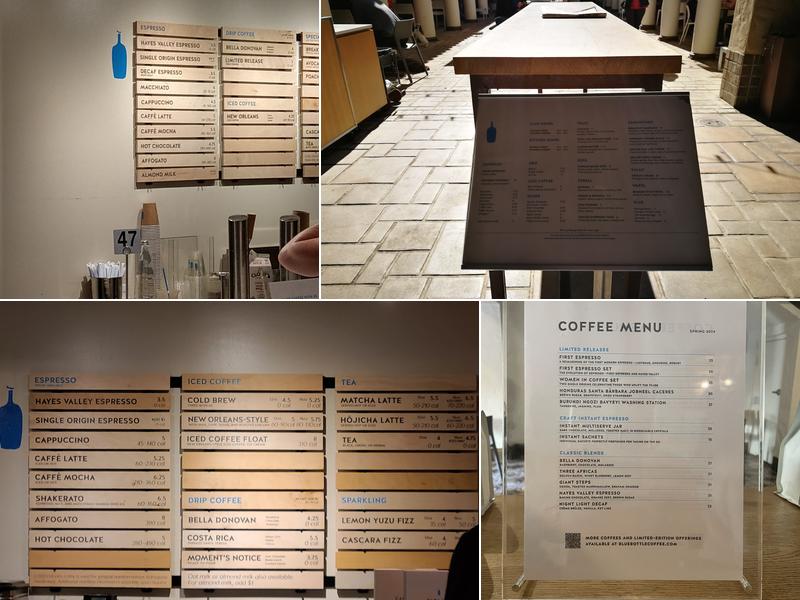 Blue Bottle Coffee Menu