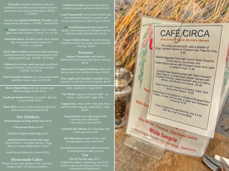 Cafe Circa Within Scottish Antique & Arts Centre Menu