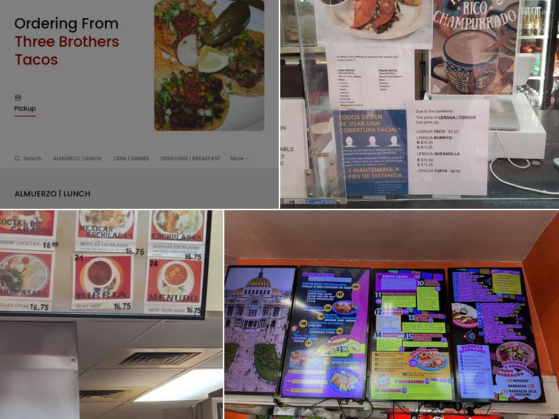 Three Brothers Tacos Menu