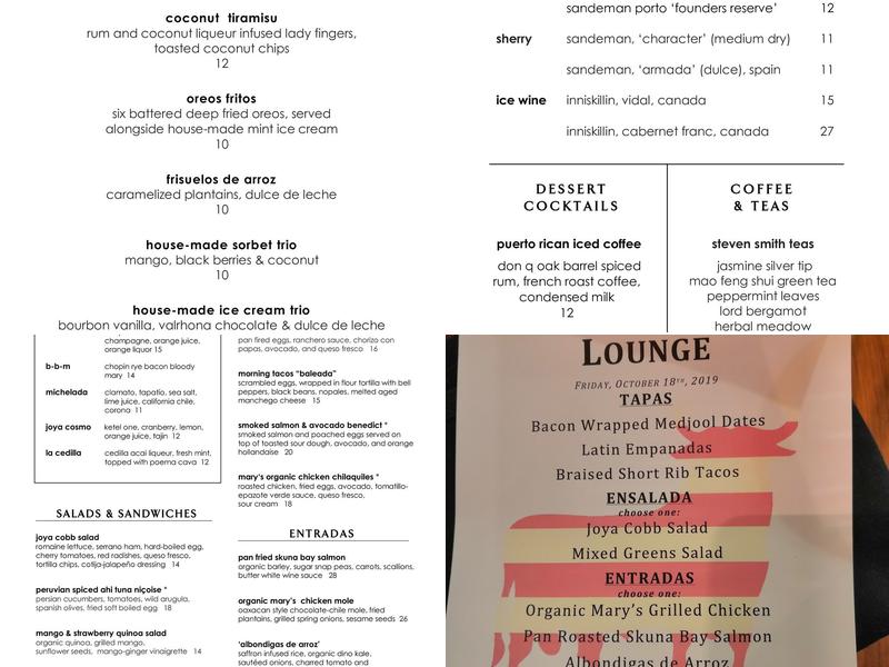 JOYA Restaurant and Lounge Menu