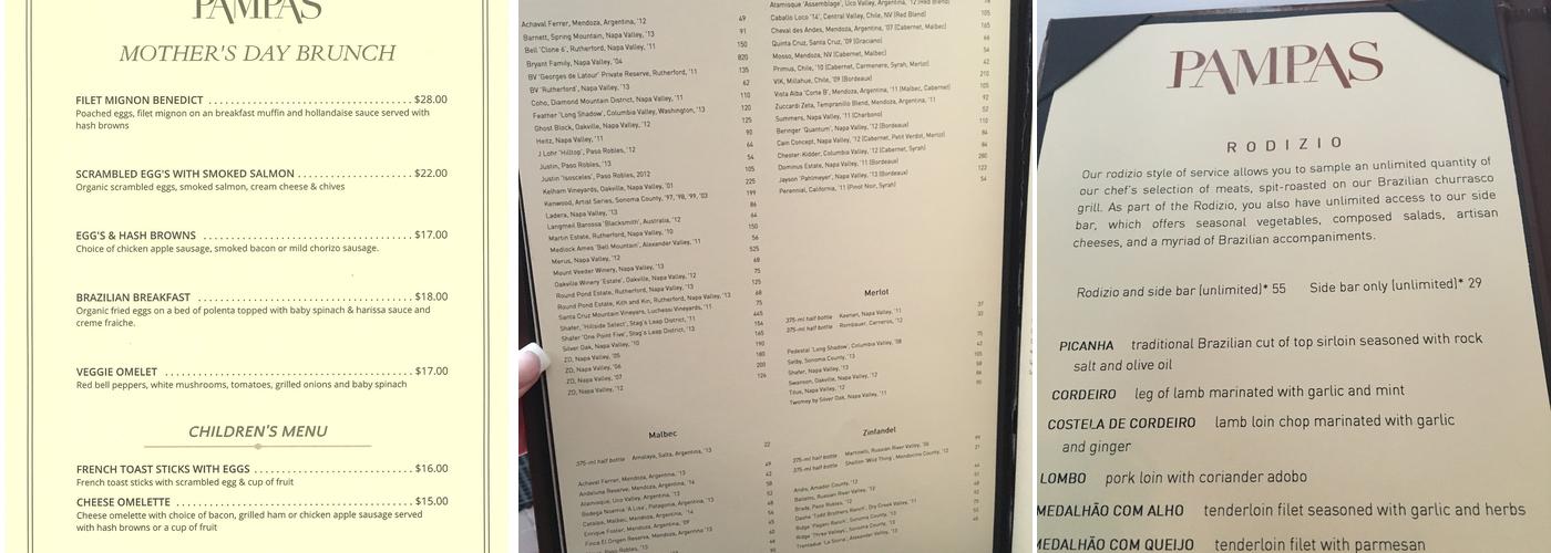 Pampas Menu