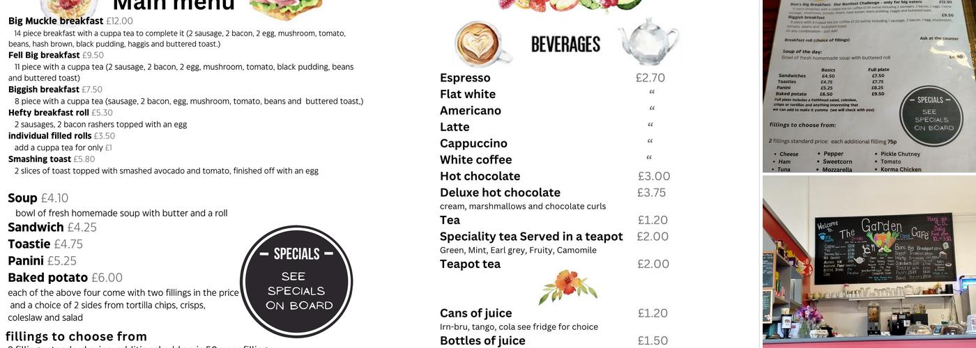 The Garden Cafe, Pathhead Farm Menu