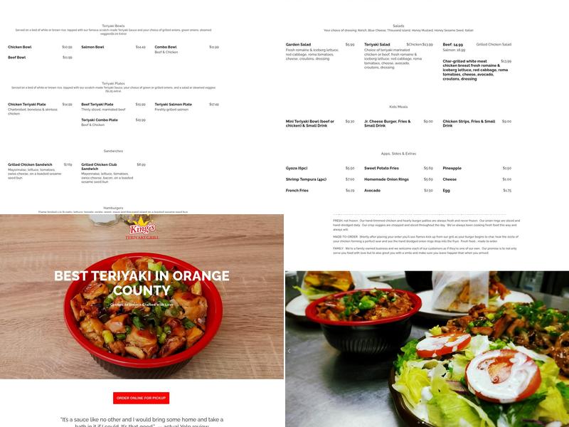 King's Teriyaki Grill Menu