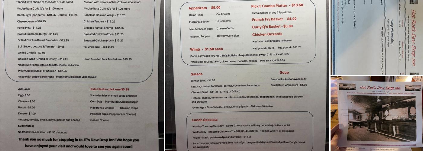 Dew Drop Inn Menu