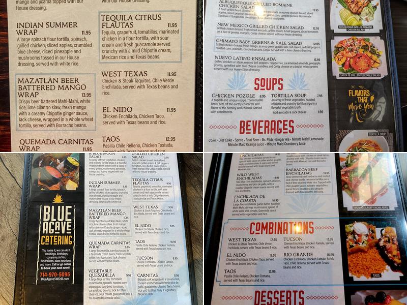 Blue Agave Southwest Grill Menu