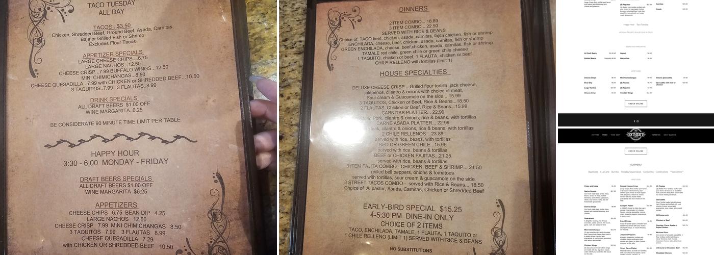 Esther's Taco House Menu
