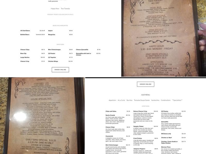 Esther's Taco House Menu