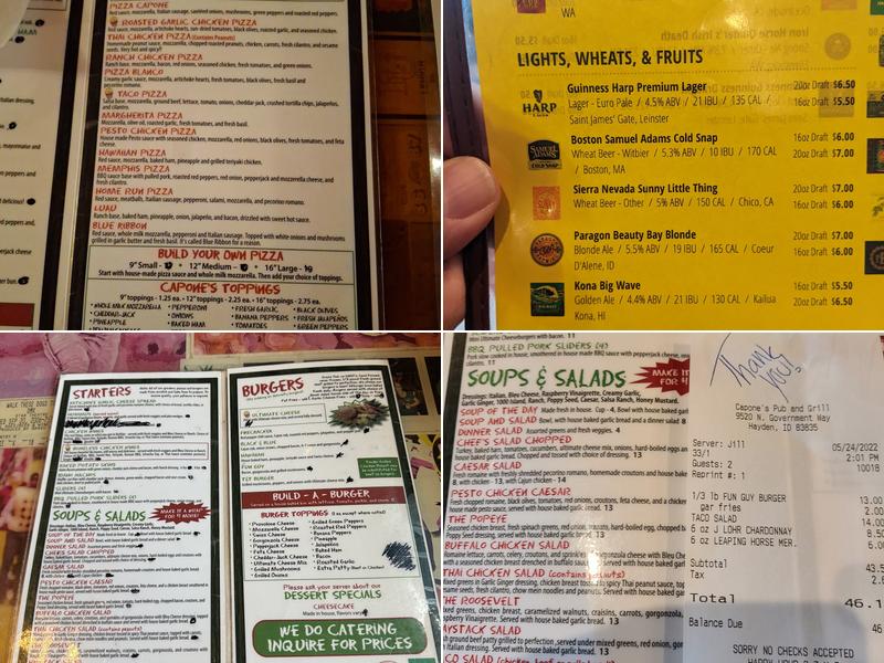 Capone’s Pub & Grill Hayden Menu