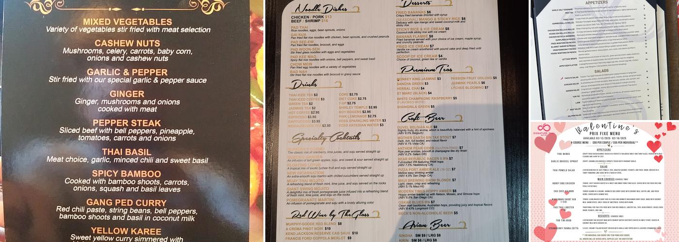 Supatras Thai Menu