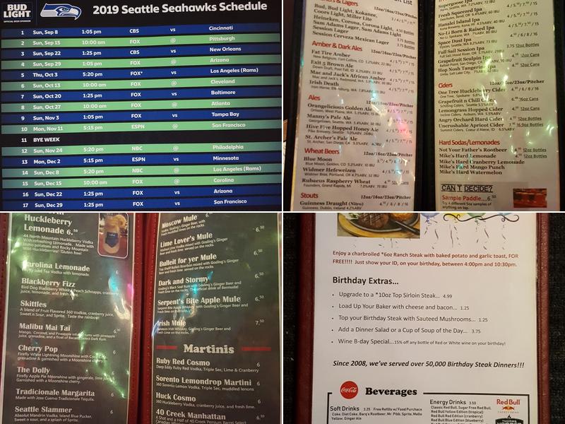 The Swinging Doors Menu