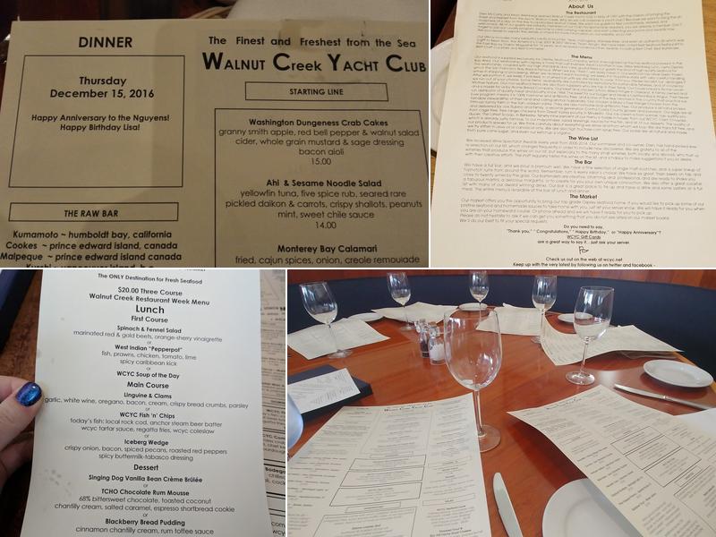 Walnut Creek Yacht Club Menu