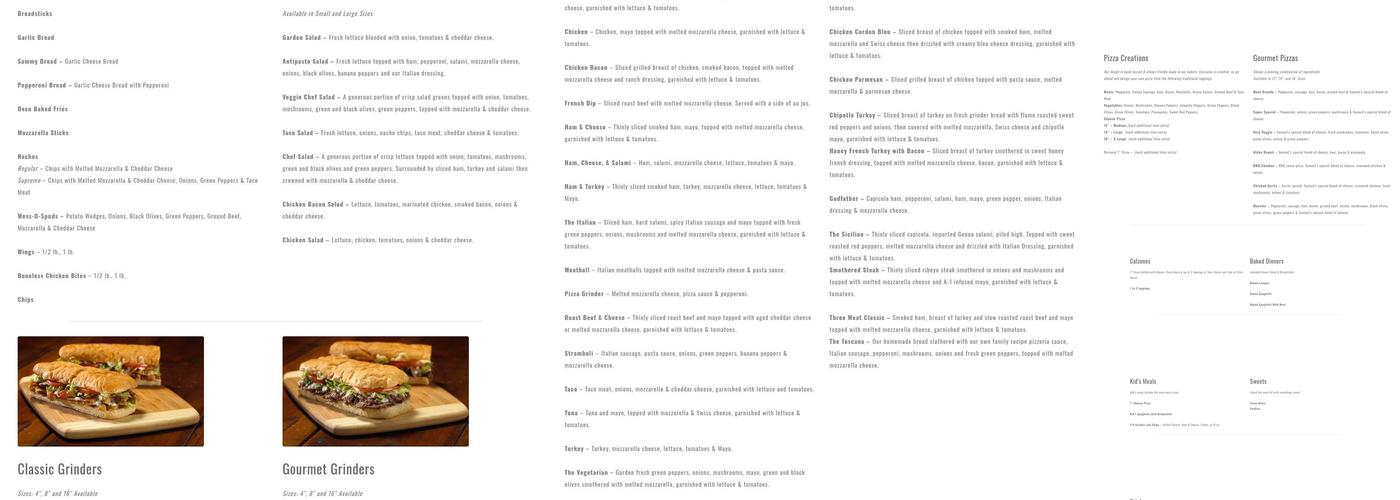 Samuel Mancino's Italian Menu