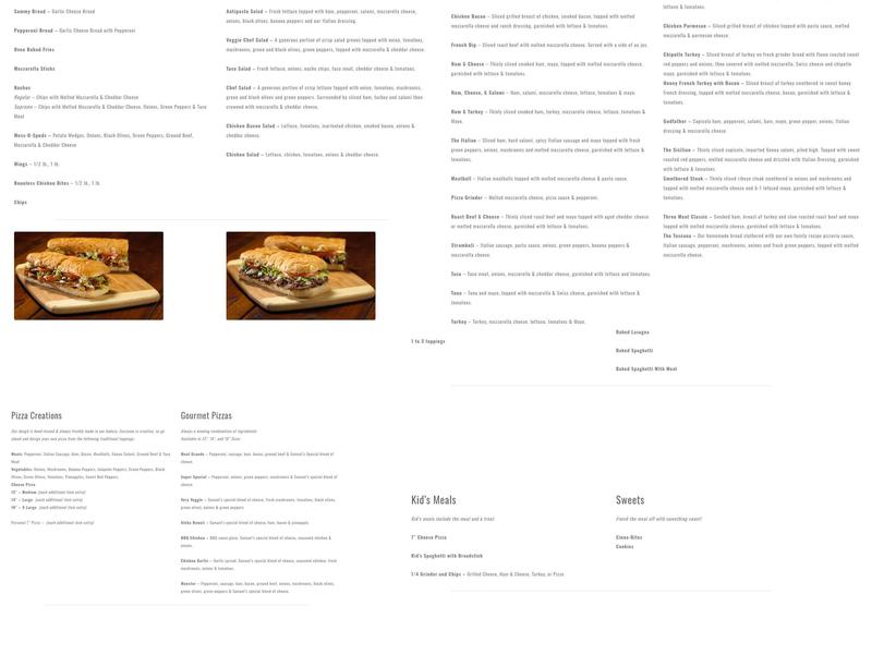 Samuel Mancino's Italian Menu