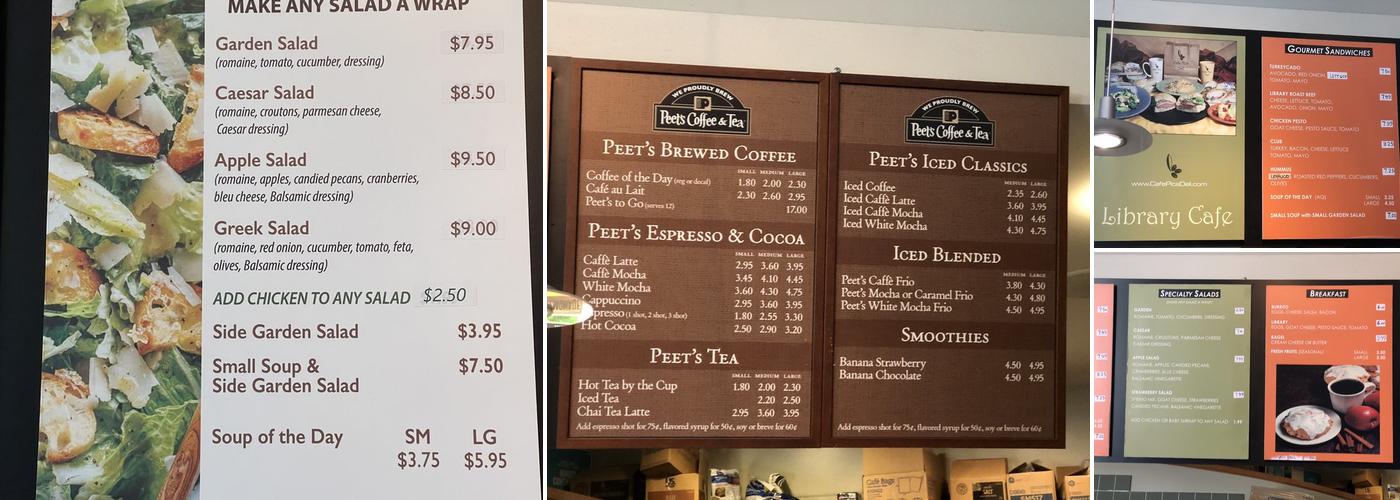 Walnut Creek Library Cafe Menu