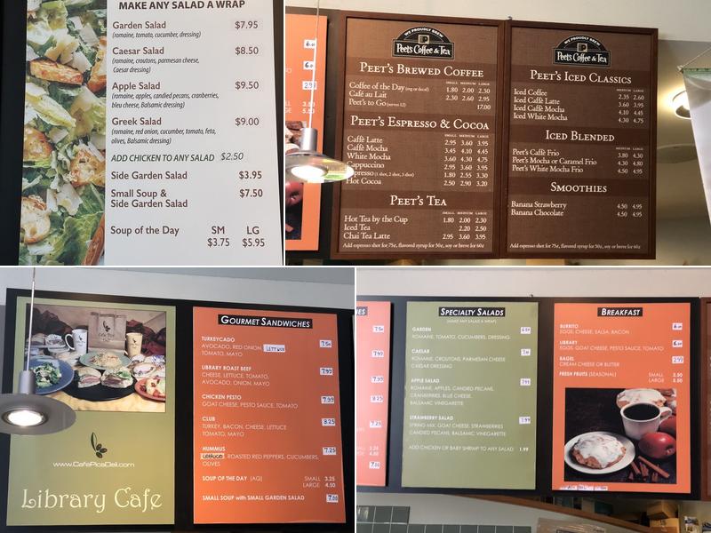 Walnut Creek Library Cafe Menu