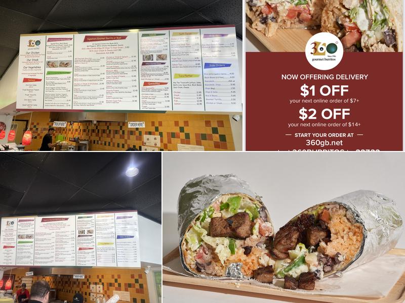 360 Gourmet Burritos Menu