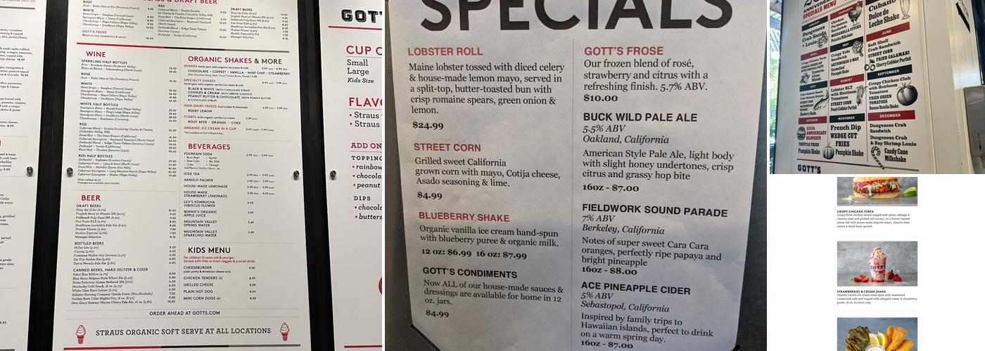 Gott's Walnut Creek Menu