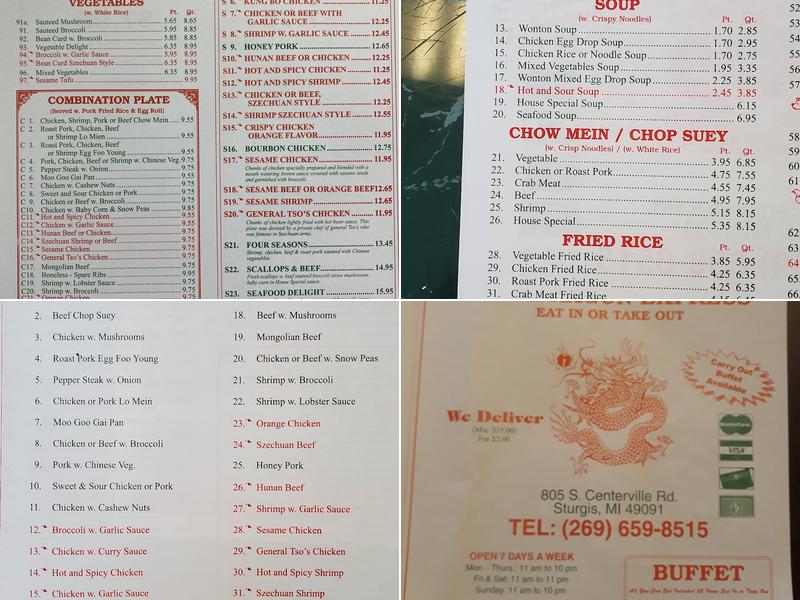 Dragon Express Menu