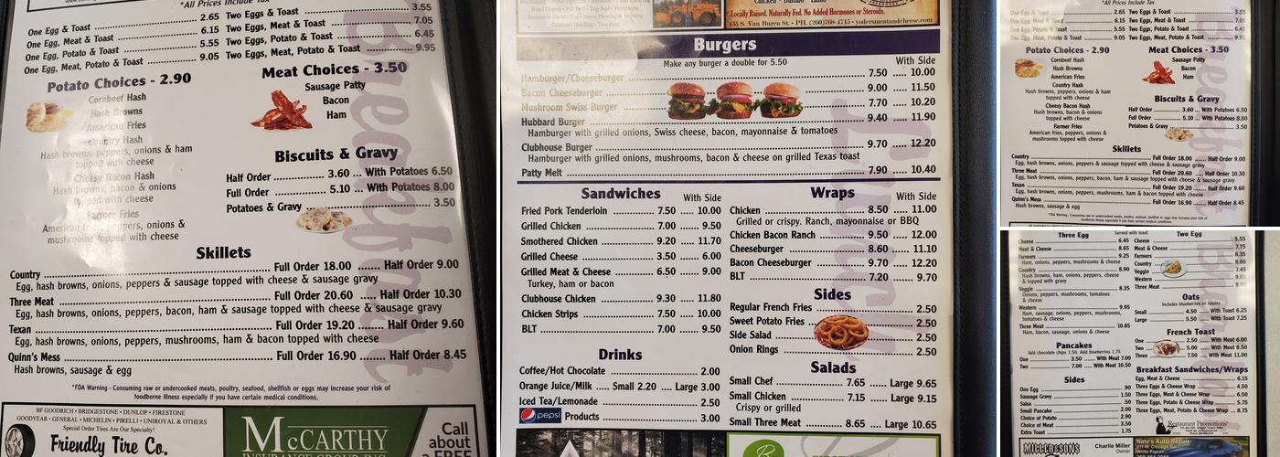 Rachaels Menu