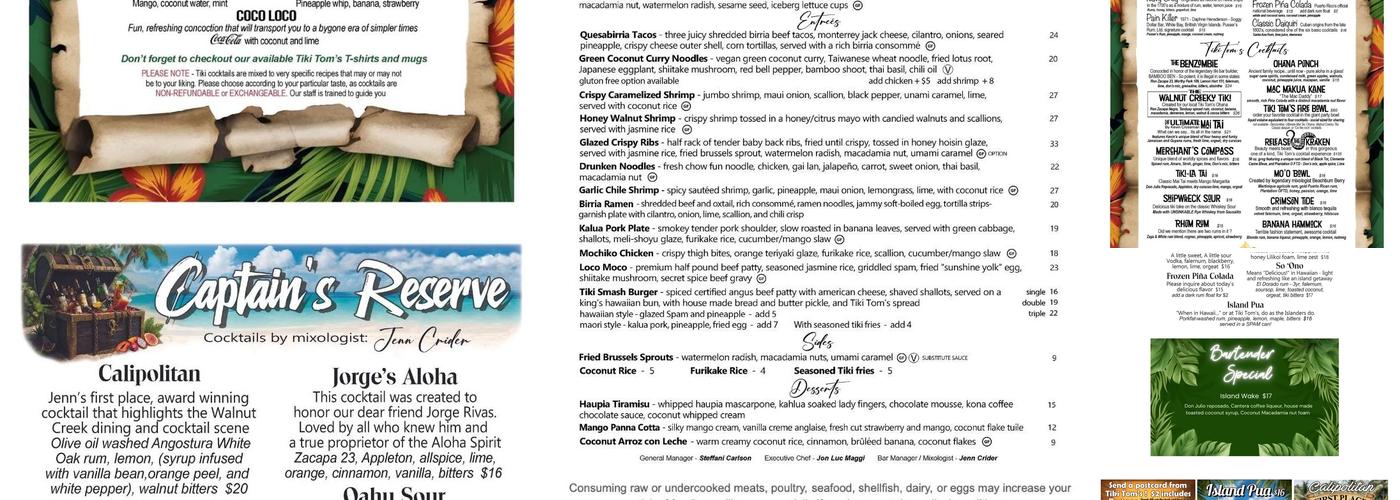 Tiki Tom's Menu