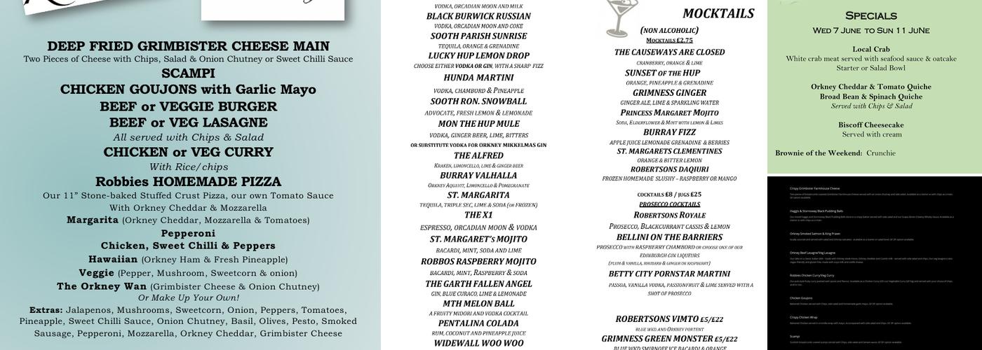 Robertsons Coffeehoose & Bar Menu