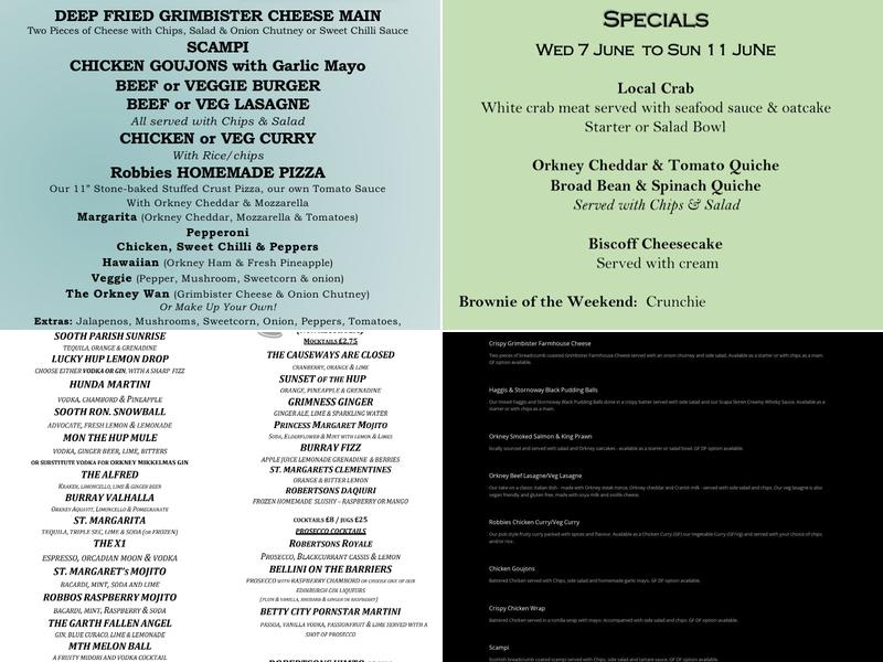 Robertsons Coffeehoose & Bar Menu